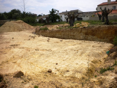 Preparing the land for the swimming pond